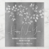 シルバーモダンフローラニューイヤーイブのワインラベル ワインラベル (シングルラベル)