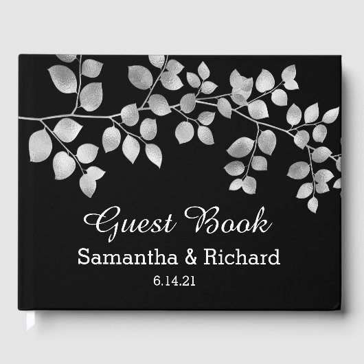 シルバーモダンフローラ結婚ズゲストブック ゲストブック (正面)