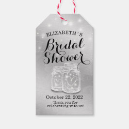 シルバーモダンブライダルシャワーメイスンジャールストリングライト ギフトタグ