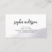 シルバーモダンブラシのストロークと白のスクリプト 名刺 (裏面)