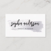 シルバーモダンブラシのストロークと白のスクリプト 名刺 (正面)