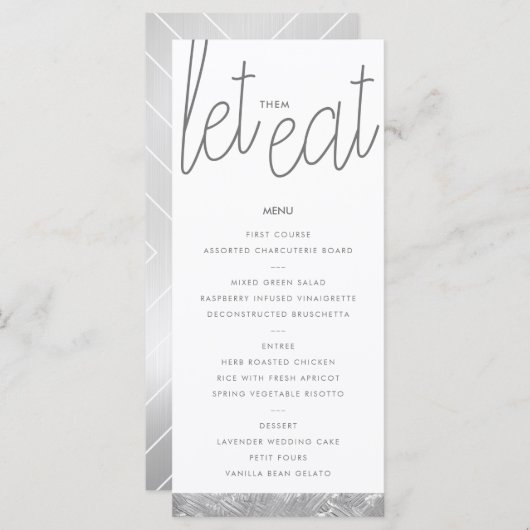 シルバーモダンブラシストロークカスタムメニューカード メニュー (正面/裏面)