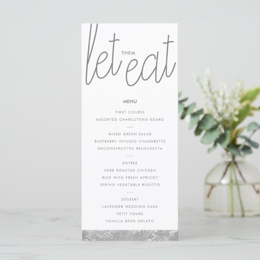 シルバーモダンブラシストロークカスタムメニューカード メニュー (スタンド正面)