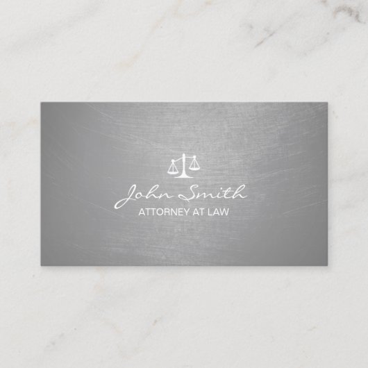 シルバーモダンブラシ仕上げテクスチャ弁護士/弁護士 名刺 (正面)