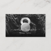 シルバーモダンブラックケトルベルフィットネス 名刺 (正面)