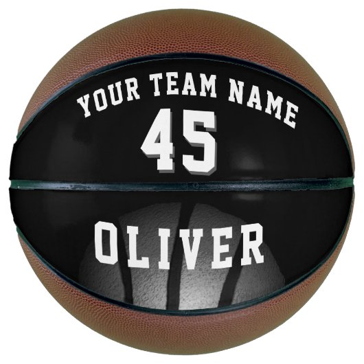 シルバーモダンブラックプレーヤーチーム名の番号 バスケットボール (正面)