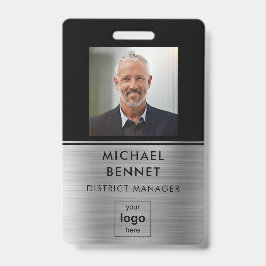 シルバーモダンブラック従業員の写真ID バッジ