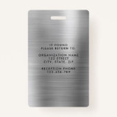 シルバーモダンブラック従業員の写真ID バッジ (裏面)