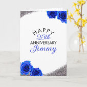 シルバーモダンブルーバラ夫25周年記念 カード (黄色い花)