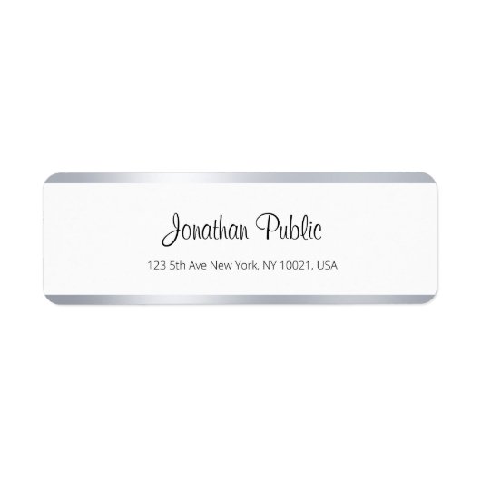 シルバーモダンホワイトシック手書きスクリプトシンプル ラベル (正面)