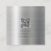 シルバーモダンメタルミニマシンプルリストQRコード スクエア名刺 (裏面)