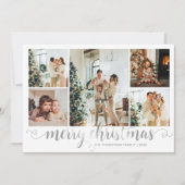 シルバーモダンメリークリスマスハートスクリプト5写真 シーズンカード (正面)