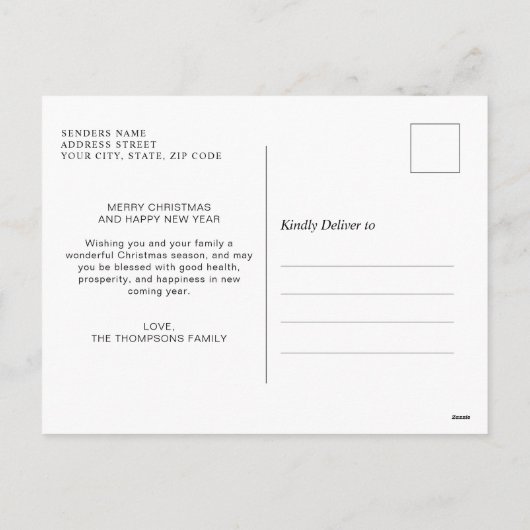 シルバーモダンメリークリスマスハートスクリプト5写真 シーズンポストカード (裏面)