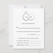 シルバーモダンリングや輪ウェディングRSVP返信カード 出欠カード (正面)