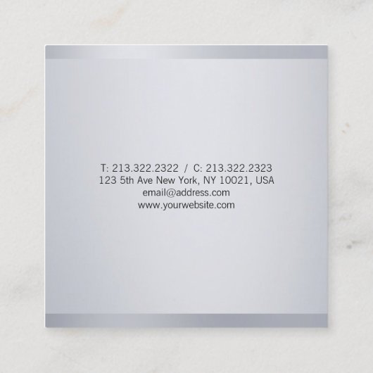 シルバーモダン手書きスエレガントクリプトテンプレート スクエア名刺 (裏面)