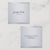 シルバーモダン手書きスエレガントクリプトテンプレート スクエア名刺 (正面/裏面)