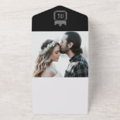 シルバーモダン白黒QRコー結婚ド オールインワン招待状 (外側)