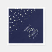 シルバーモダン&ネイビーブルー70thバースデーパーティー スタンダードカクテルナプキン (正面)