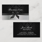 シルバーモダン&ブラックダマスクのメイクアップアーティスト 名刺 (正面/裏面)