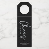 シルバーモダン&ブラックブラシレタリング応援パーティー ボトルネックタグ (正面)