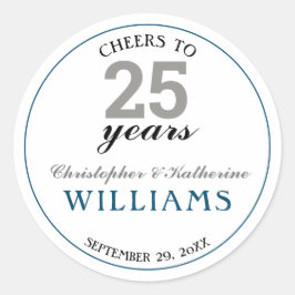シルバーモダン&ブルー25結婚周年記念 ラウンドシール