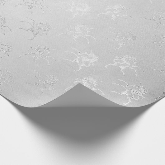 シルバーモノクロ妖精のグレークラブのユニコーン ラッピングペーパー (角)