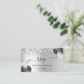 シルバーモノクロ結婚のウェブサイトRSVP QRコード エンクロージャーカード (スタンド正面)