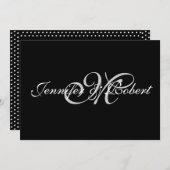 シルバーモノグラムオンブラックウィズ水玉模様 招待状 (正面/裏面)