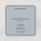 シルバーモノグラムテンプレートラグジュアリーアントラサイトグレー スクエア名刺 (裏面)