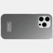 シルバーモノグラムフェイクブラシ仕上げ金属ルック Case-Mate iPhoneケース (裏面 (横))