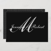 シルバーモノグラムブラック水玉模様結婚式招待状 招待状 (正面/裏面)