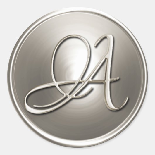 シルバーモノグラムA封筒用シール ラウンドシール (正面)