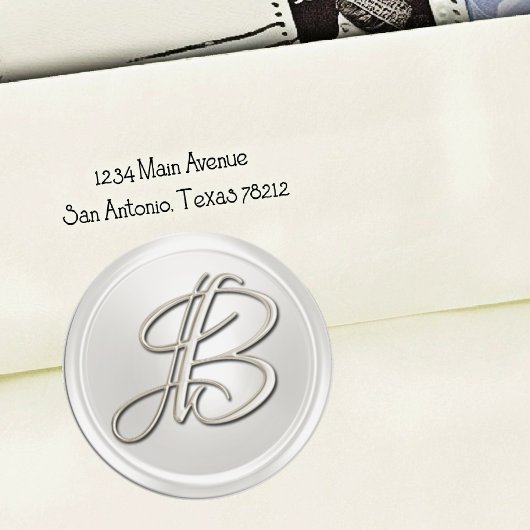 シルバーモノグラムB封筒用シール ラウンドシール