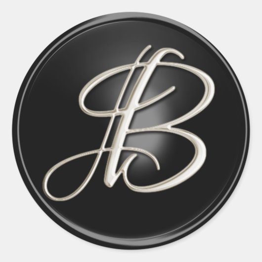 シルバーモノグラムB封筒用シール ラウンドシール (正面)