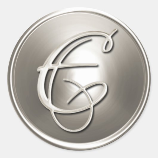 シルバーモノグラムE封筒用シール ラウンドシール (正面)