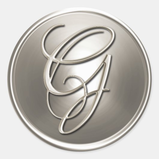 シルバーモノグラムG封筒用シール ラウンドシール (正面)