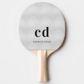 シルバーモノグラムinitails名ミニマル主義者 卓球ラケット (正面)