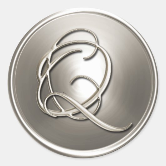 シルバーモノグラムQ封筒用シール ラウンドシール (正面)