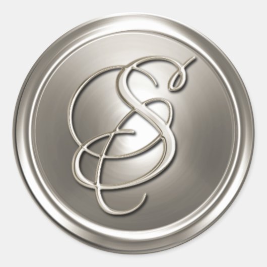 シルバーモノグラムS封筒用シール ラウンドシール (正面)