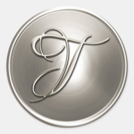 シルバーモノグラムT封筒用シール ラウンドシール