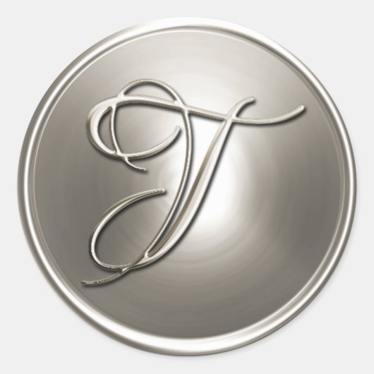 シルバーモノグラムT封筒用シール ラウンドシール (正面)