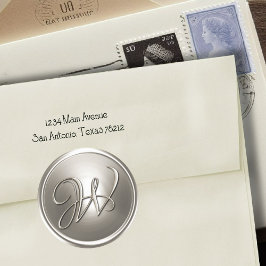 シルバーモノグラムW封筒用シール ラウンドシール
