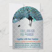 シルバーモロッコタイルアクア&コーラルピーコック結婚ズ 招待状 (正面)