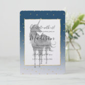 シルバーユニコーンシャインブライト金ゴールドスターズ誕生日 招待状 (スタンド正面)