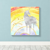 シルバーユニコーンレインボー キャンバスプリント (インサイチュ (ウッドフロア))