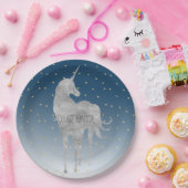 シルバーユニコーン金ゴールド星 ペーパープレート (パーティー)