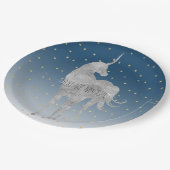 シルバーユニコーン金ゴールド星 ペーパープレート (アングル)