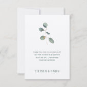 シルバーユーカリプトゥスエレガントウェディングサンキューカード サンキューカード (裏面)