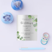 シルバーユーカリプトゥスバジェット結婚式招待状 チラシ (シングル)