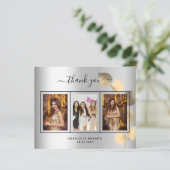 シルバーユーカリ写真誕生日サンキューカード (スタンド正面)